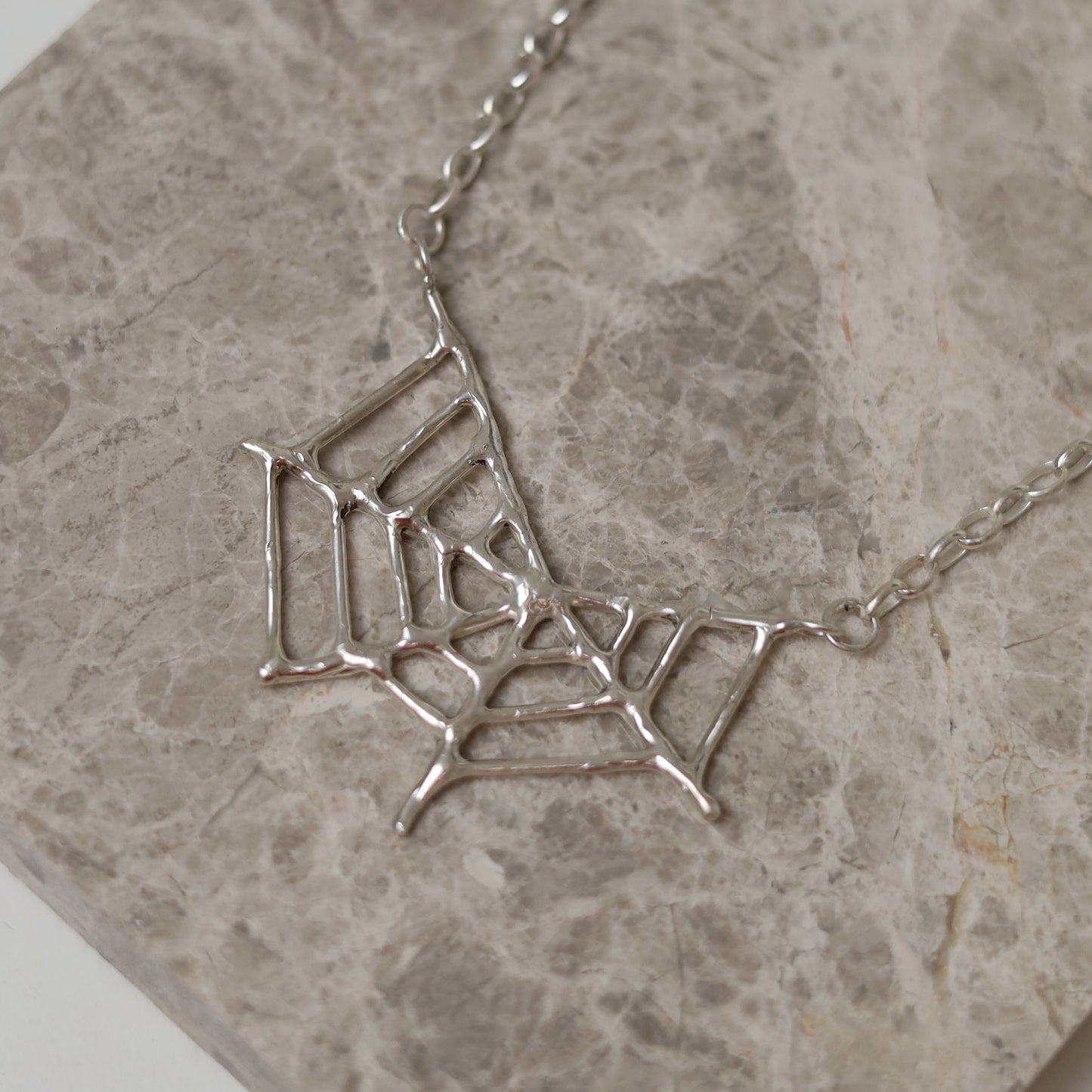 Sterling Silver Spiderweb Necklace