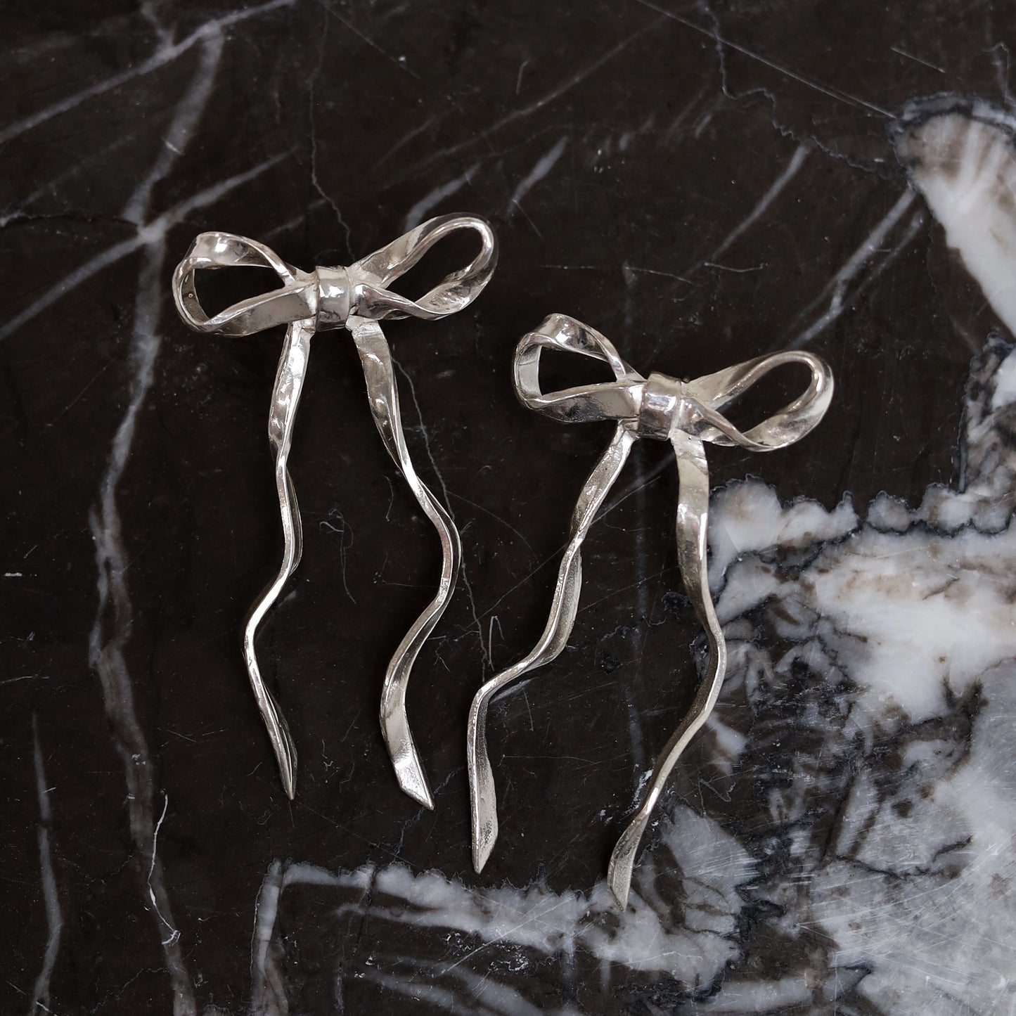 Sterling Silver Ribbon Stud Earrings