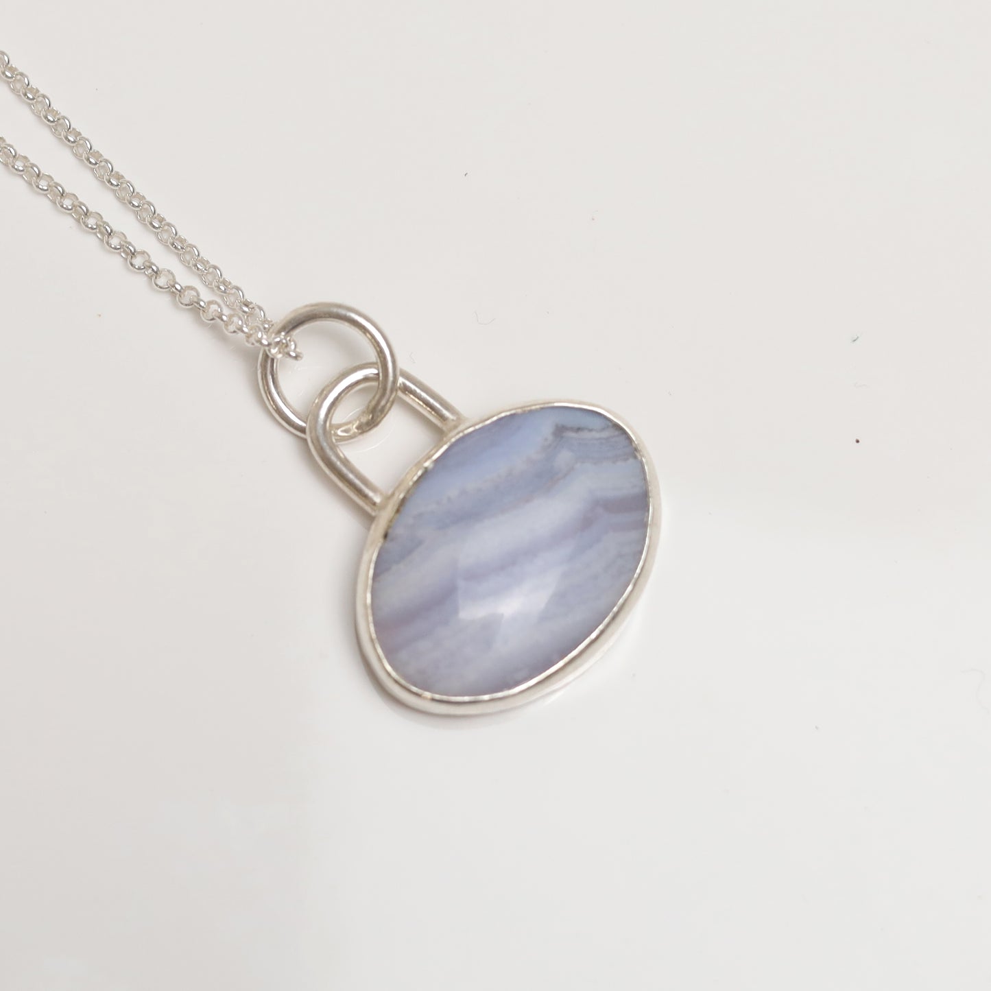Sterling Silver Blue Lace Agate Pendant