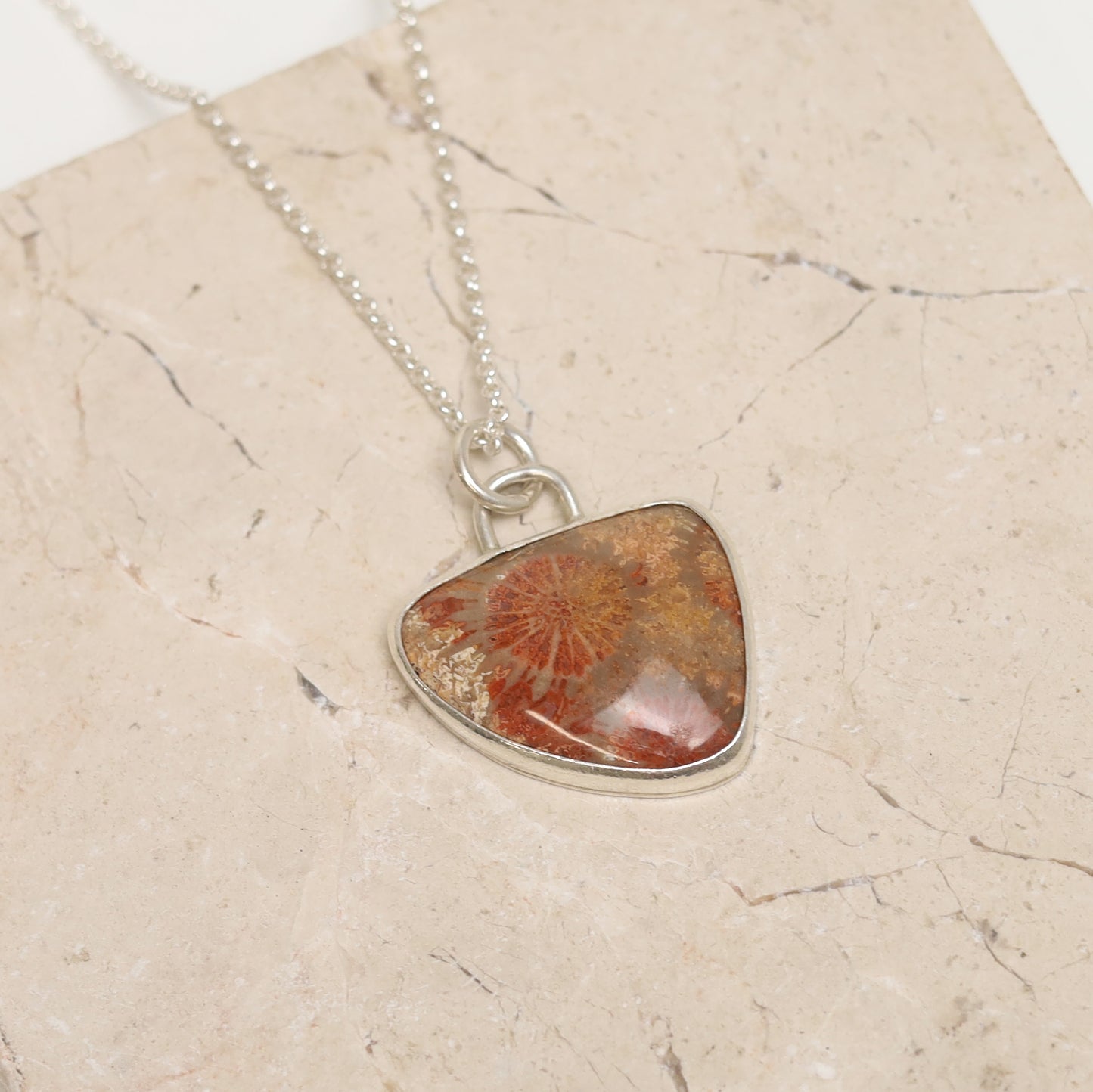 Sterling Silver Fossilised Coral Pendant
