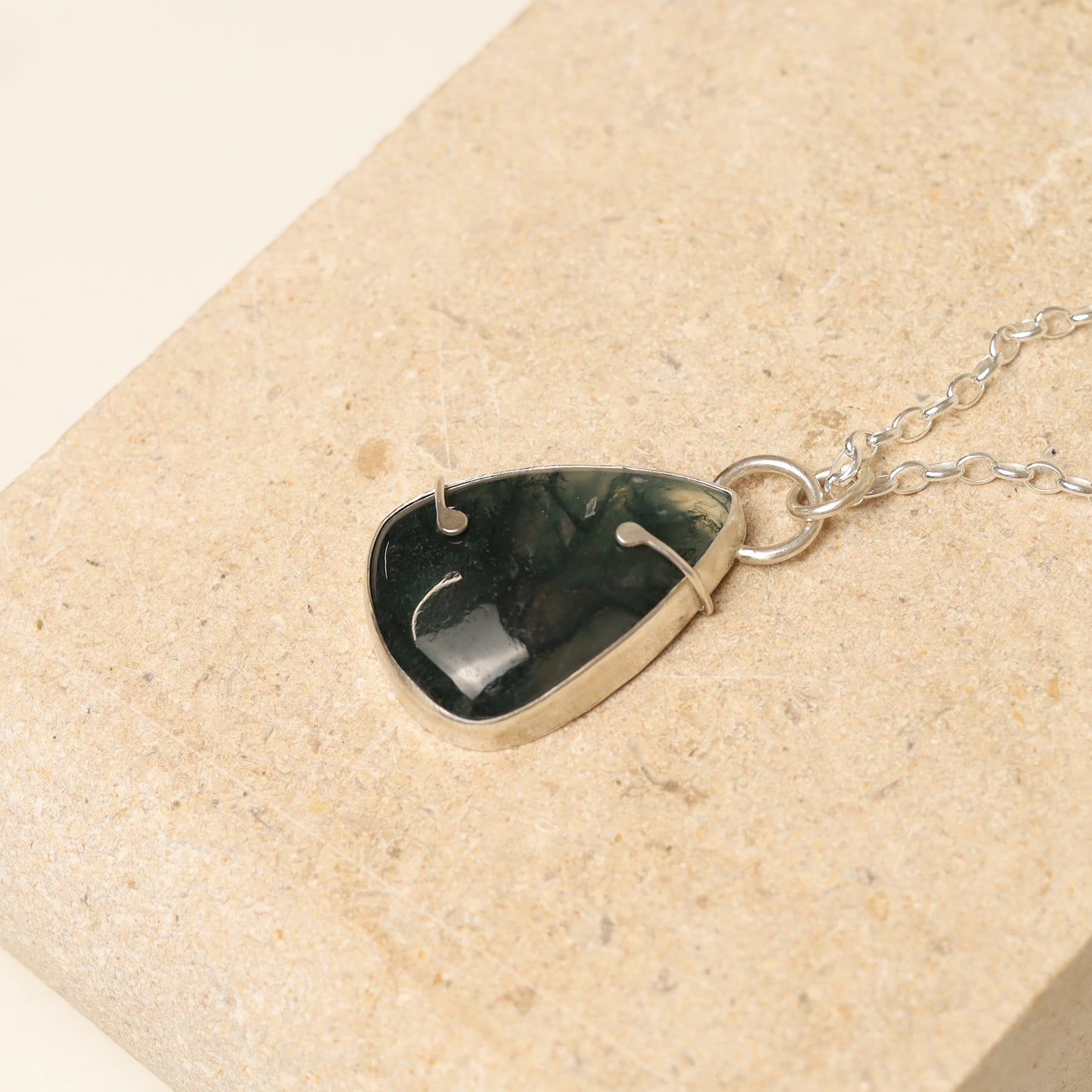 Sterling Silver Moss Agate Pendant
