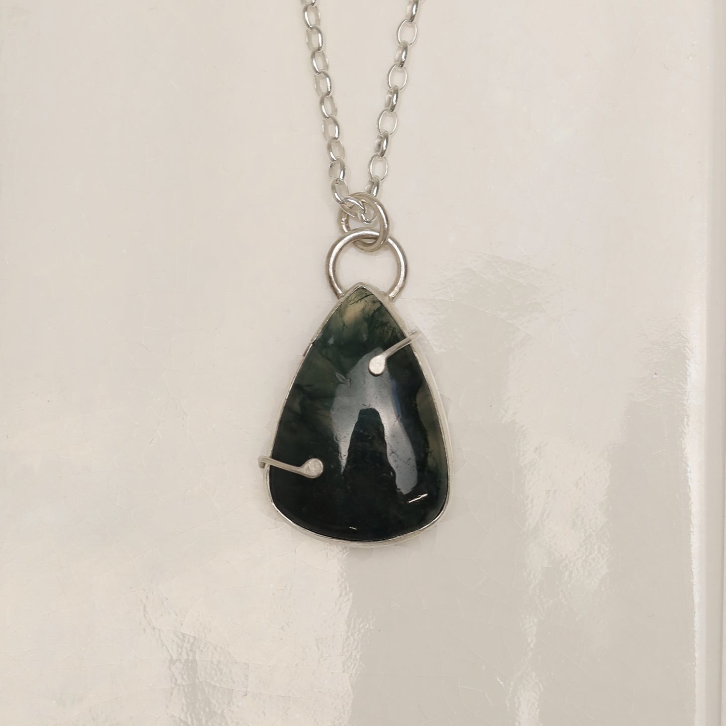 Sterling Silver Moss Agate Pendant