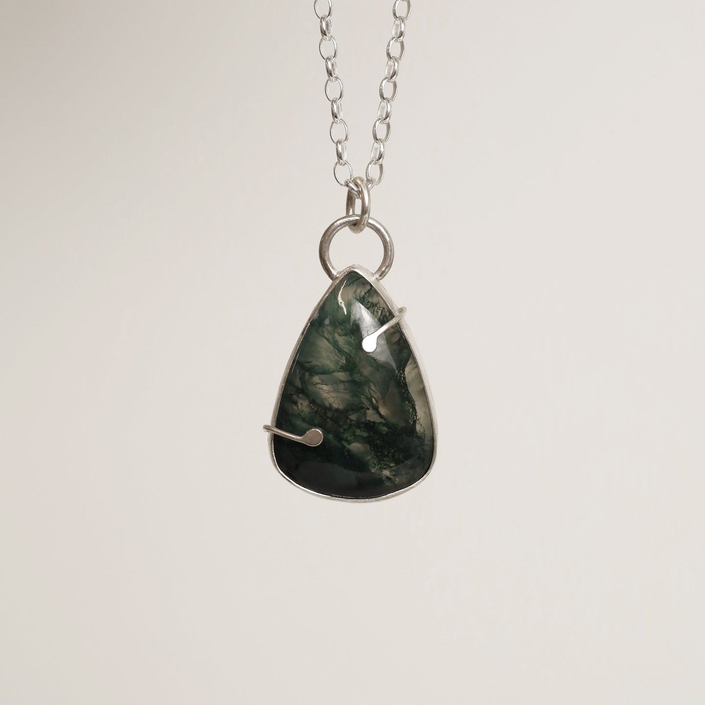 Sterling Silver Moss Agate Pendant