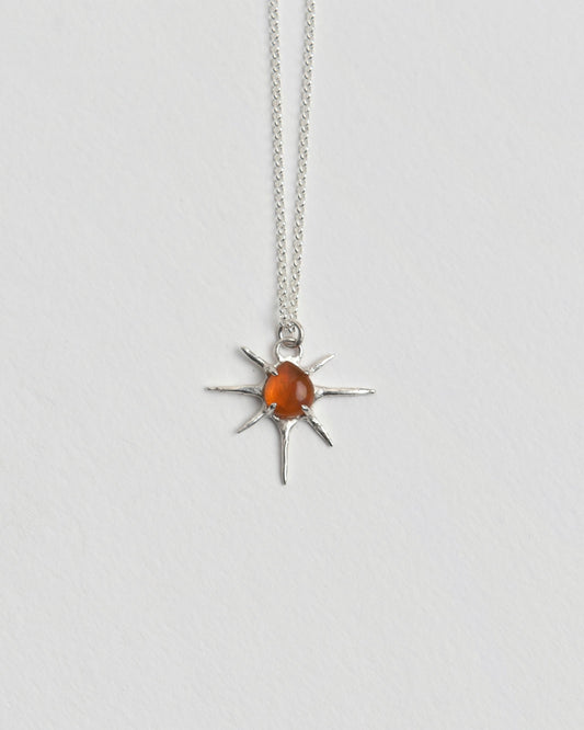 The Sunset Pendant from Evie Spicer Jewellery comes in recycled sterling silver, front view.