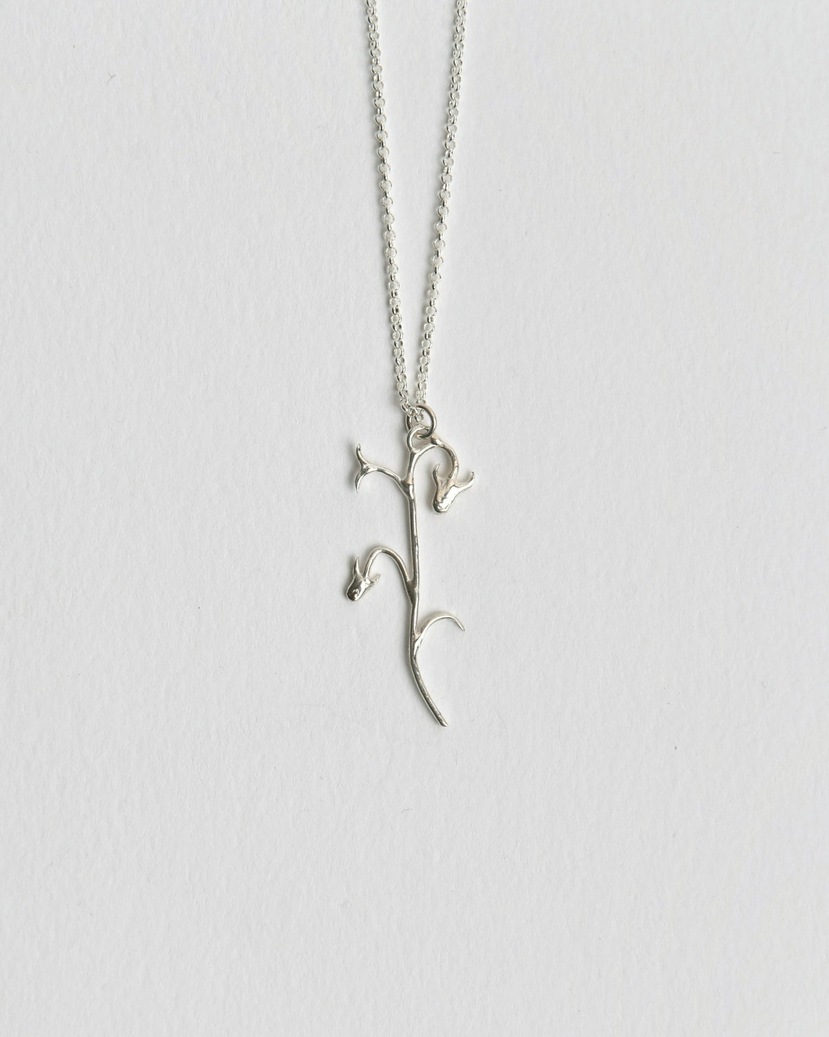 The Bellflower Pendant from Evie Spicer Jewellery comes in recycled sterling silver, front view.