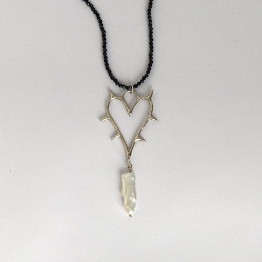 Sterling Silver Thorned Heart Necklace