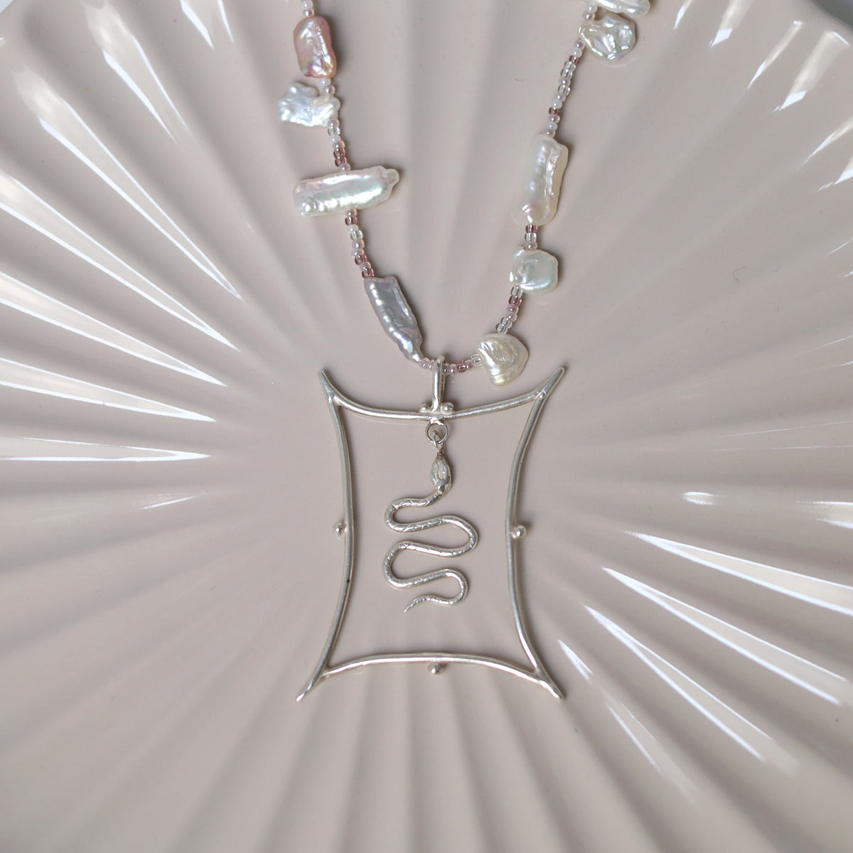 Sterling Silver Serpent Pearl Necklace – Evie Spicer Jewellery