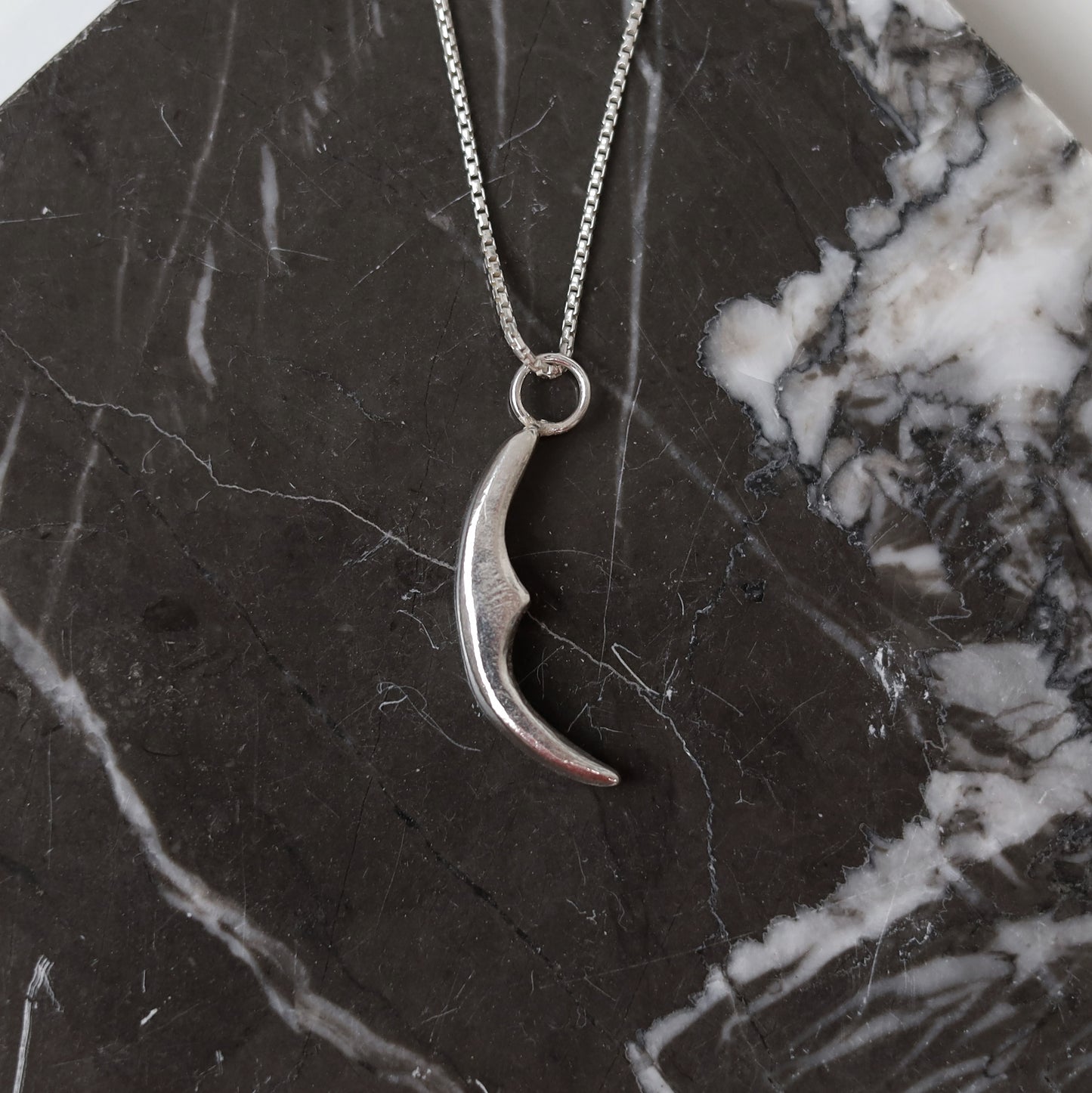 Sterling Silver Curly Moon Pendant
