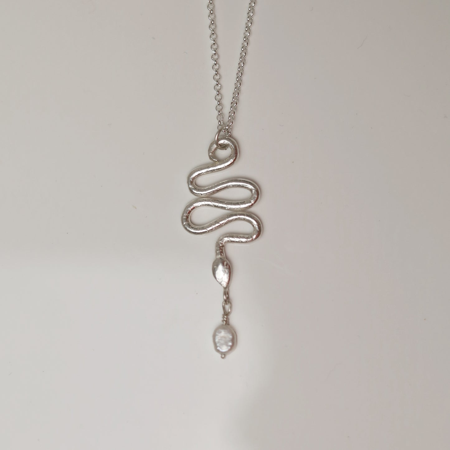 Sterling Silver Pearl Serpent Pendant