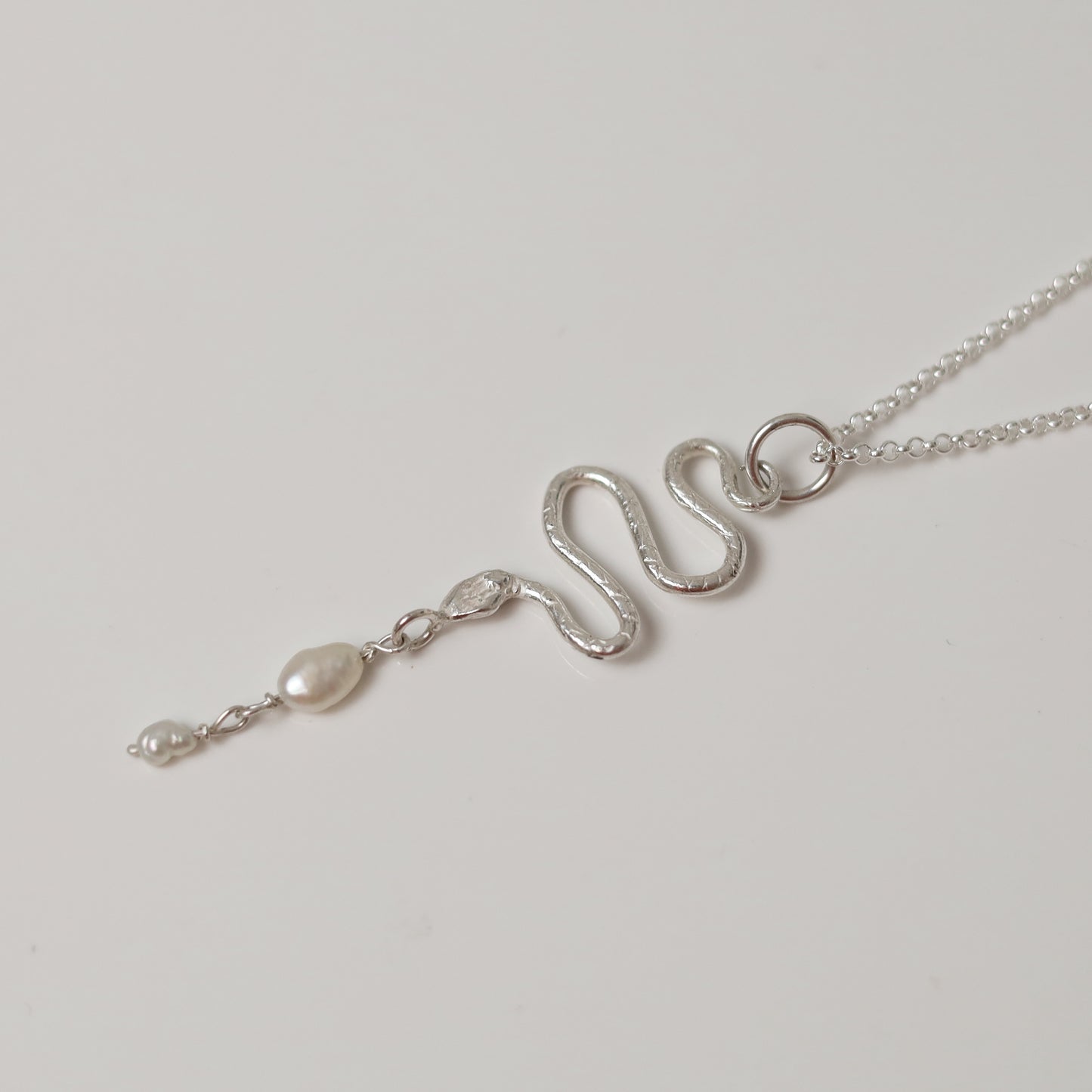 Sterling Silver Dripping Pearl Serpent Pendant