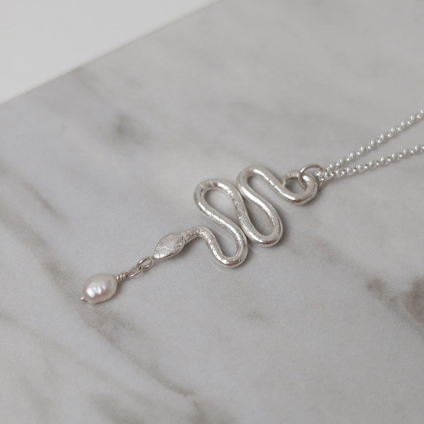 Sterling Silver Pearl Serpent Pendant