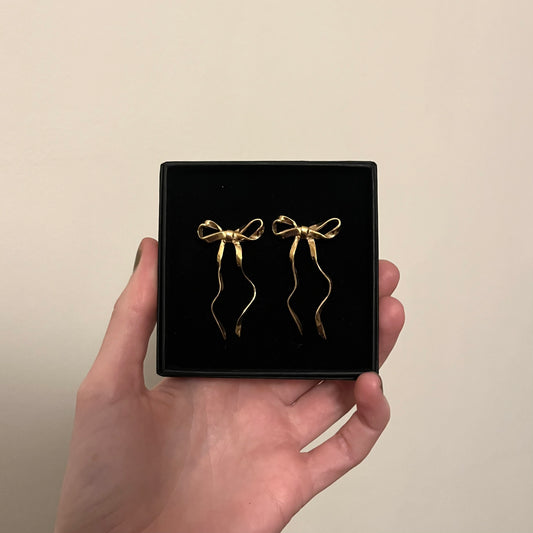 Gold Plated Sterling Silver Ribbon Earrings