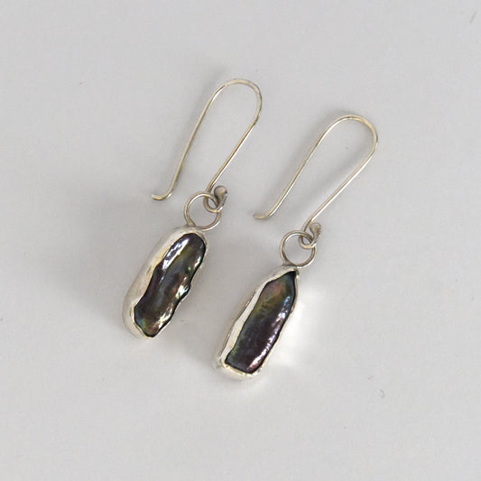 Black Keshi Pearl Earrings