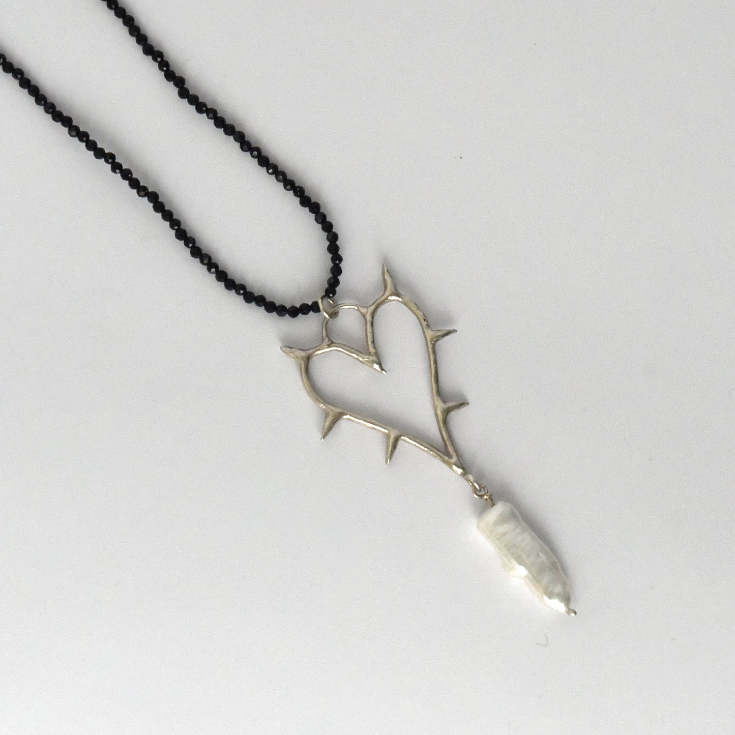 Sterling Silver Thorned Heart Necklace