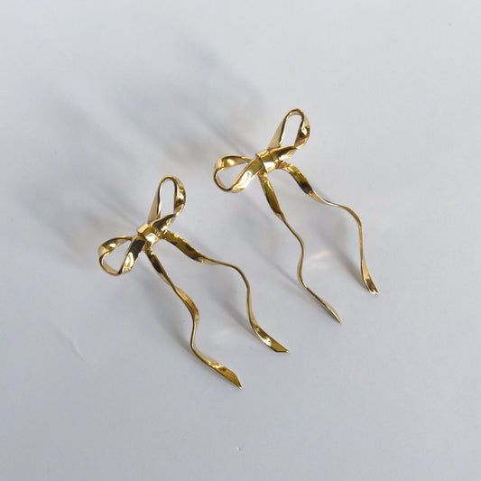 Gold Plated Ribbon Earrings