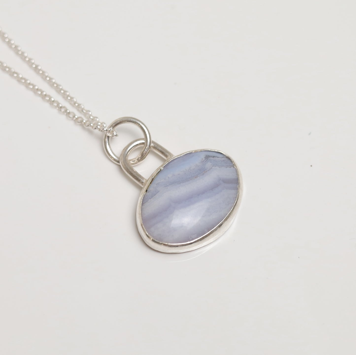 Sterling Silver Blue Lace Agate Pendant