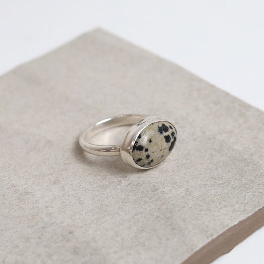Sterling Silver Dalmatian Jasper Ring