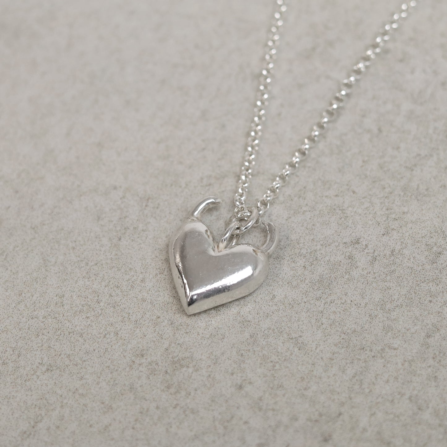 Sterling Silver Horny Heart Pendant