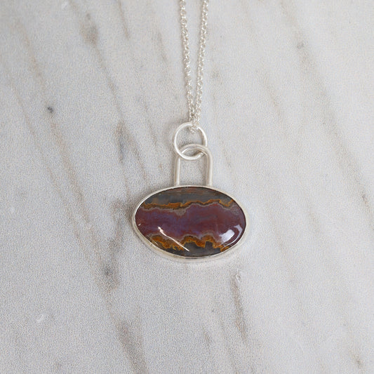 Sterling Silver Oval Lace Agate Pendant
