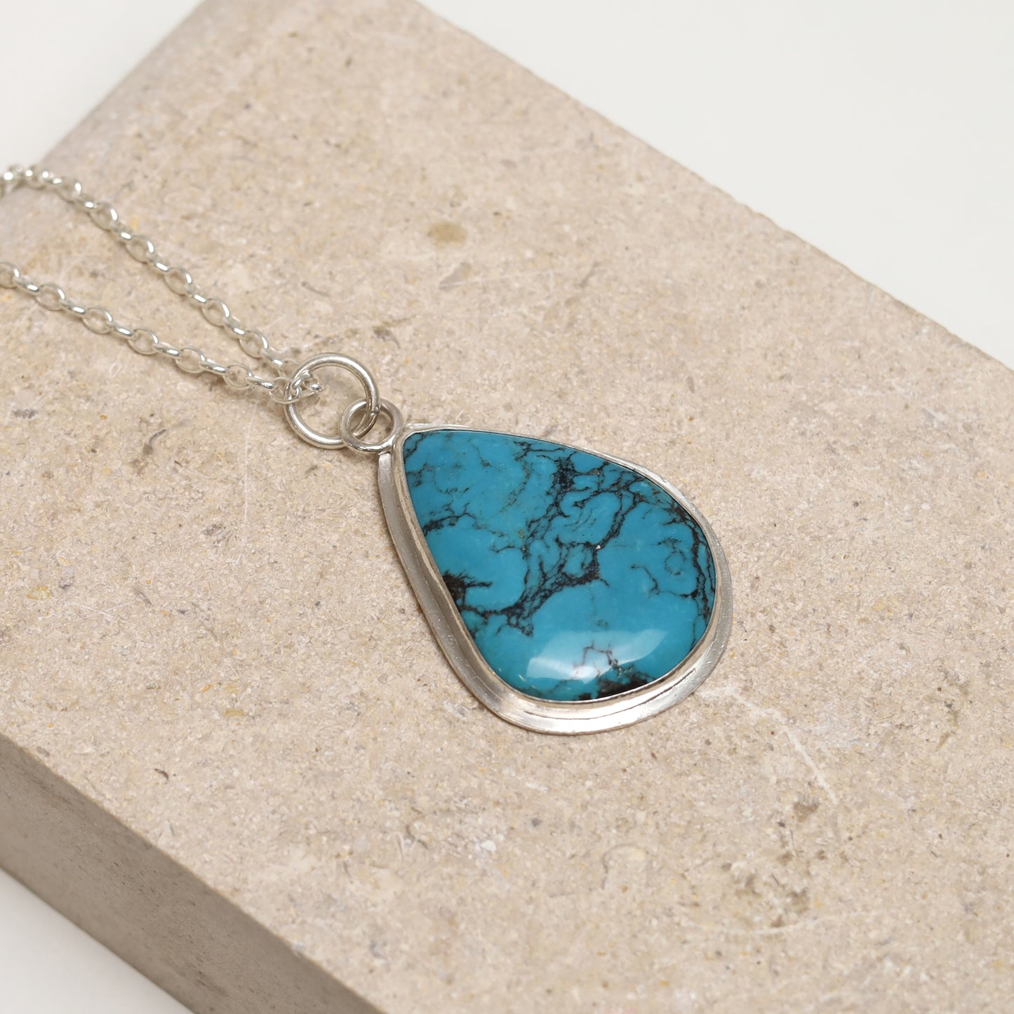 Sterling Silver Organic Turquoise Pendant